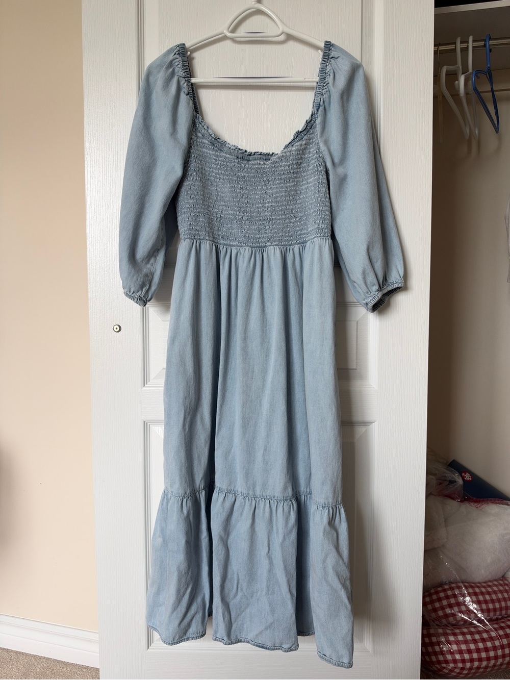 GAP Light Blue Smocked Midi Dress